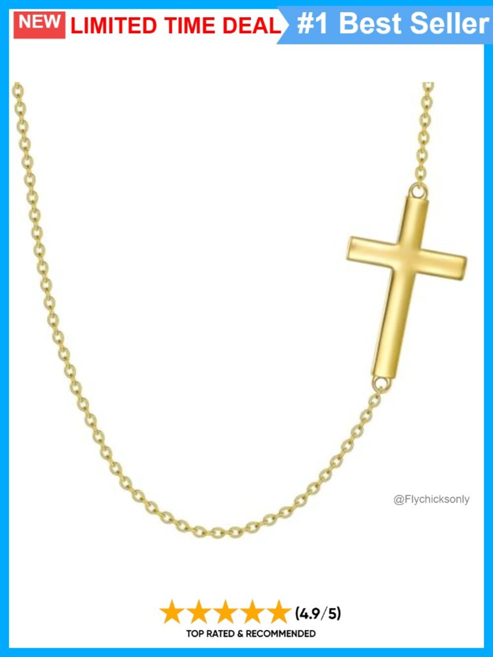 14K Gold Sideways Cross Necklace Women Dainty Faith Jewelry Gift